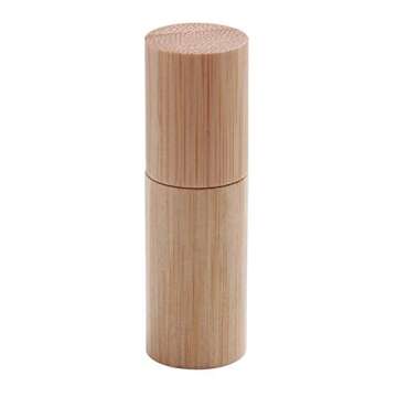 6 Pcs 5ml Bamboo Roll On Bottle For Essential Oils,Clear Glass Inner with Natural Bamboo Wooden Shel...