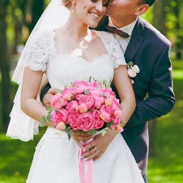 Silk Peony Flower Bouquets - Artificial 4 Bundles for Decor