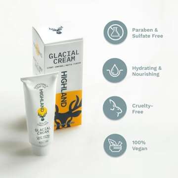 Highland Glacial Cream - Versatile hair styling cream that smooths, de-frizzes, texturizes & boosts curls. Natural, plant-derived, & made for all hair types. (2.5 oz)