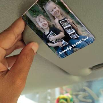 Personalized Photo Car Visor Clip - Custom Acrylic Car Sun Visor Photo Frame with Vertical & Horizon...