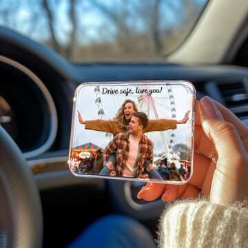 Personalized Photo Car Visor Clip - Custom Acrylic Car Sun Visor Photo Frame with Vertical & Horizontal Options - Unique Drive Safe Gift for Family, Friends, and Loved Ones