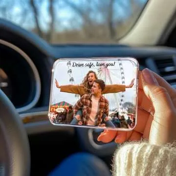 Personalized Photo Car Visor Clip - Custom Acrylic Car Sun Visor Photo Frame with Vertical & Horizontal Options - Unique Drive Safe Gift for Family, Friends, and Loved Ones