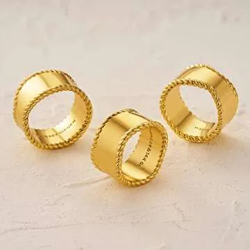 MYEARS Women Ring Gold Chunky Band Irregular Twisted 14K Gold Vacuum Filled Simple Stack Finger Jewelry Gift Size 7