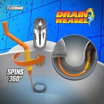 FlexiSnake Drain Weasel Sink Snake Hair Clog Remover Tool Kit, Sink, Pipe, Bathroom, Bathtub Drain C...