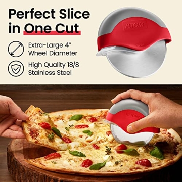 Kitchy Pizza Cutter Wheel with Blade Cover and Ergonomic Design