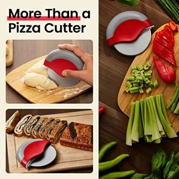 Kitchy Pizza Cutter Wheel with Blade Cover and Ergonomic Design