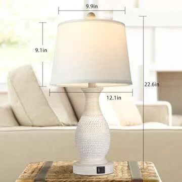 PARTPHONER Touch Table Lamps Set with USB Charging Ports