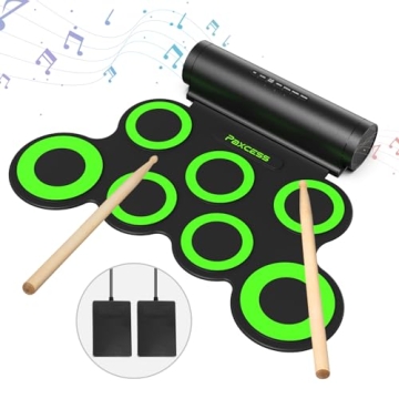 PAXCESS Electronic Drum Set, Roll Up Drum Practice Pad Midi Drum Kit with Headphone Jack Built-in Sp...