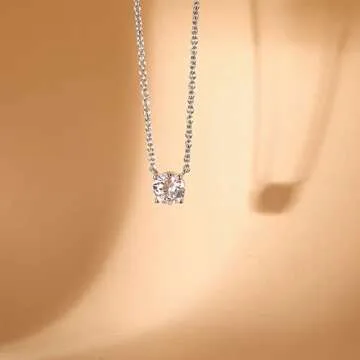 EAMTI 925 Sterling Silver Necklace for Women - Elegant CZ Pendant