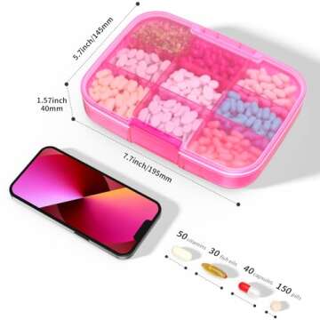 Restree Large Pill Organizer, Portable Pill Dispenser, Moisture-Proof Travel Pill Case for Vitamin, ...
