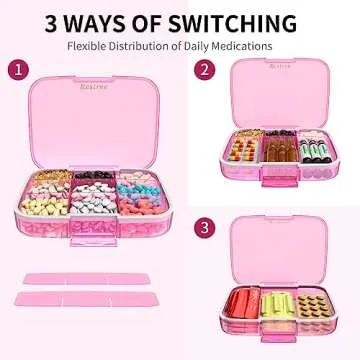 Restree Large Pill Organizer, Portable Pill Dispenser, Moisture-Proof Travel Pill Case for Vitamin, Medicine, Fish Oil/Supplements Extra Large 9 compartments (Pink)