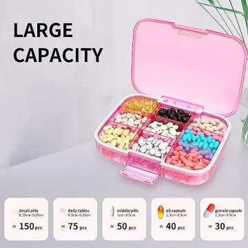 Restree Large Pill Organizer, Portable Pill Dispenser, Moisture-Proof Travel Pill Case for Vitamin, Medicine, Fish Oil/Supplements Extra Large 9 compartments (Pink)