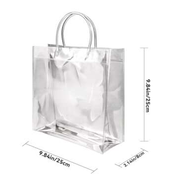 BadenBach 16 PCS Clear Gift Bags with Handle,9.84" x 9.84" x 3.54",Plastic Gift Bags Clear Goodie Ba...