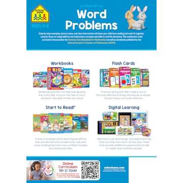 School Zone - Word Problems Workbook - 64 Pages, Ages 6 to 8, 1st Grade, 2nd Grade, Math, Picture Stories, Graphs, Calendars and Clocks, and More (School Zone I Know It!® Workbook Series)
