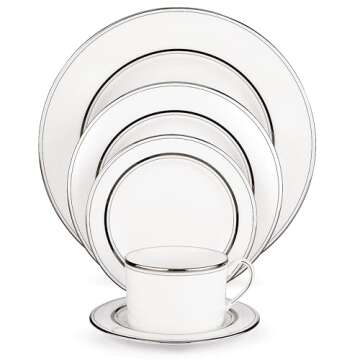 Kate Spade New York Library Lane Platinum Dinnerware 5 Piece Place Setting