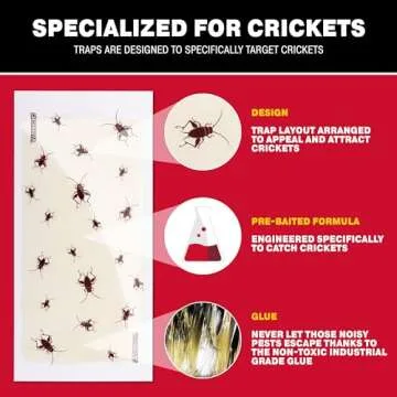 Catchmaster Cricket XL Giant Glue Boards 6-Pk, Adhesive Bug Catcher Cricket Traps Indoor, Sticky Trap for Inside Your Home, Bulk Insect Killer, Insect Traps for House & Garage, Pet Safe Pest Control