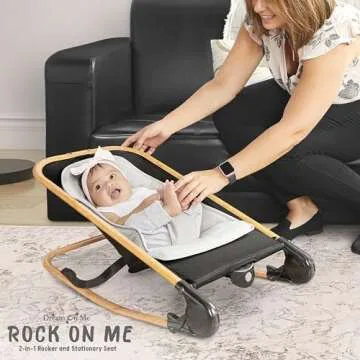 Dream on Me Rock With Me 2-in-1 Baby Rocker and Stationary Seat, Baby Rocker Seat for Infant with Re...