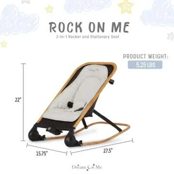 Dream on Me Rock With Me 2-in-1 Baby Rocker and Stationary Seat, Baby Rocker Seat for Infant with Removable Toy Bar, Baby Rocker Chair with Soothing Music & Vibration, 0-6 Months, Upto 20 Lbs