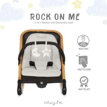 Dream on Me Rock With Me 2-in-1 Baby Rocker and Stationary Seat, Baby Rocker Seat for Infant with Removable Toy Bar, Baby Rocker Chair with Soothing Music & Vibration, 0-6 Months, Upto 20 Lbs