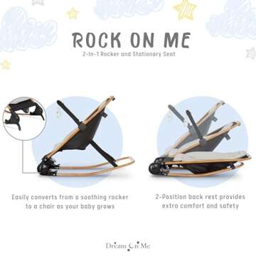 Dream on Me Rock With Me 2-in-1 Baby Rocker and Stationary Seat, Baby Rocker Seat for Infant with Removable Toy Bar, Baby Rocker Chair with Soothing Music & Vibration, 0-6 Months, Upto 20 Lbs
