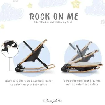 Dream on Me Rock With Me 2-in-1 Baby Rocker and Stationary Seat, Baby Rocker Seat for Infant with Removable Toy Bar, Baby Rocker Chair with Soothing Music & Vibration, 0-6 Months, Upto 20 Lbs