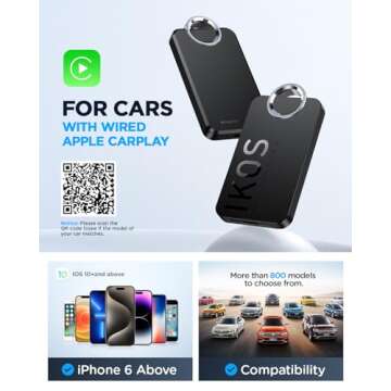 Wireless Carplay Adapter for Apple,Converts Wired to Apple Carplay Wireless Adapter, Instant Connectivity, Fit for Cars 2017 & for Apple iPhone iOS 10+ (2024 Upgraded)