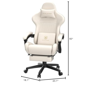 GTPLAYER Ivory Gaming Chair with Bluetooth Speakers