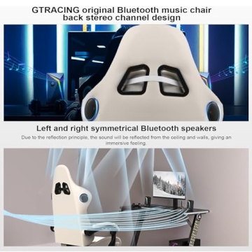 GTPLAYER Ivory Gaming Chair with Bluetooth Speakers