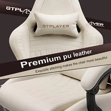 GTPLAYER Ivory Gaming Chair with Bluetooth Speakers