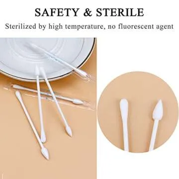 Sppry Cotton Swabs - Individually Wrapped Double Tipped Paper Sticks for Ear, Make-up, 100 Count (White, Round/Pointed End)