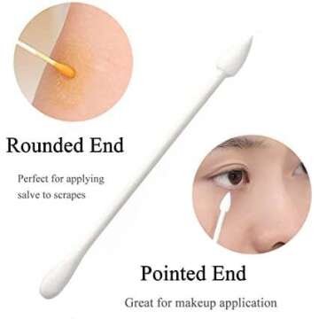 Sppry Cotton Swabs - Individually Wrapped Double Tipped Paper Sticks for Ear, Make-up, 100 Count (White, Round/Pointed End)