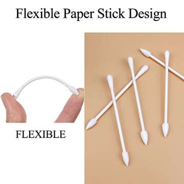 Sppry Cotton Swabs - Individually Wrapped Double Tipped Paper Sticks for Ear, Make-up, 100 Count (White, Round/Pointed End)