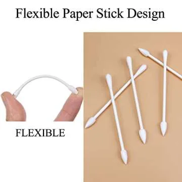 Sppry Cotton Swabs - Individually Wrapped Double Tipped Paper Sticks for Ear, Make-up, 100 Count (White, Round/Pointed End)