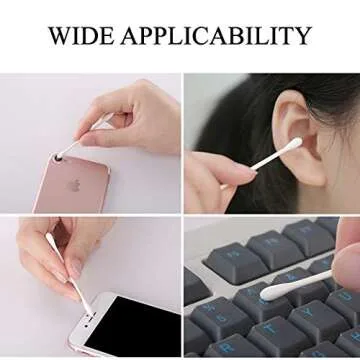 Sppry Cotton Swabs - Individually Wrapped Double Tipped Paper Sticks for Ear, Make-up, 100 Count (White, Round/Pointed End)