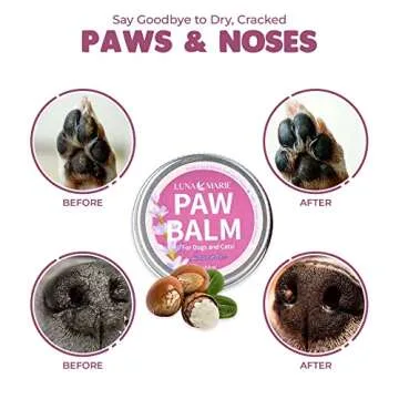 LunaMarie Paw Balm | 100% Natural Organic Nose & Paw Soother with Shea Butter & Coconut Oil | Paw Pad Balm for Dogs & Cats, Licksafe Paw Wax for Pets with Lavender Scent (Lavender Travel Size, 0.5 Oz)