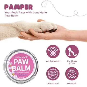 LunaMarie Paw Balm | 100% Natural Organic Nose & Paw Soother with Shea Butter & Coconut Oil | Paw Pad Balm for Dogs & Cats, Licksafe Paw Wax for Pets with Lavender Scent (Lavender Travel Size, 0.5 Oz)