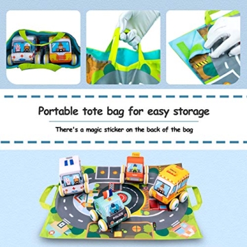 UNIH Plush Pull-Back Vehicle Set for Toddlers