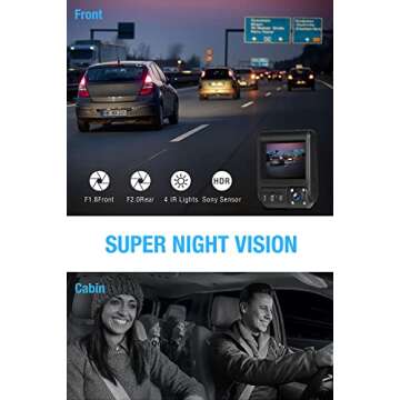 1080P Dual Dash Cam Front and Inside Car Camera for Taxi with GPS, Dash Camera Driving Recorder with Infrared Night Vision Loop Recording, Parking Monitor