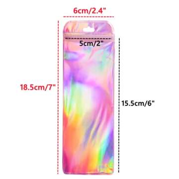 100 Pack Holographic Bags for Gift Packaging Pen Bags 2.36x7.3 inches