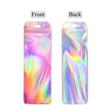 100 Pack Holographic Gift Packaging Bags 2.36x7.3 Inches