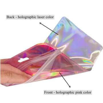 100 Pack Holographic Gift Packaging Bags 2.36x7.3 Inches