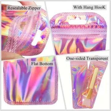 100 Pack Holographic Gift Packaging Bags 2.36x7.3 Inches
