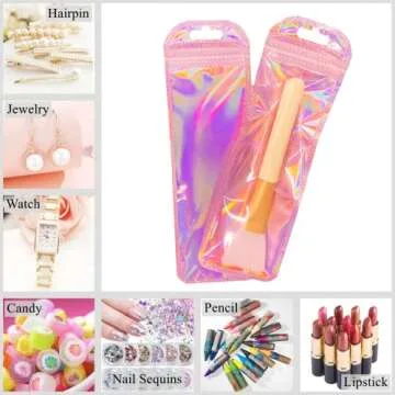 100 Pack Holographic Gift Packaging Bags 2.36x7.3 Inches