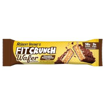 FITCRUNCH Wafer Protein Bars, 16g of Protein & 3g of Sugar (9 Bars, Chocolate Peanut Butter)
