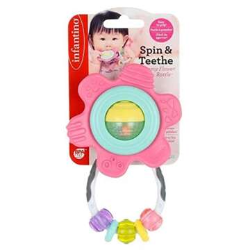 Infantino Spin & Teethe Gummy Flower Rattle for Babies