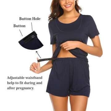 Ekouaer Nursing Pajamas for Breastfeeding Maternity Pajamas Delivery Sleepwear Postpartum Loungewear Navy Blue S