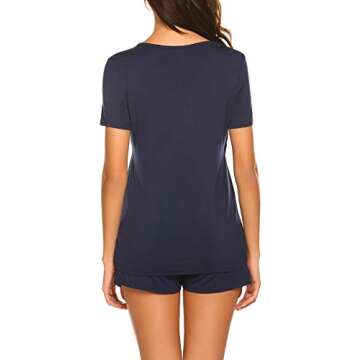 Ekouaer Nursing Pajamas for Breastfeeding Maternity Pajamas Delivery Sleepwear Postpartum Loungewear Navy Blue S