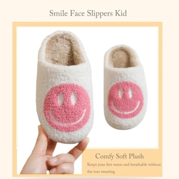 Cute Smile Face Slippers for Kids Soft Non-Slip Warmth