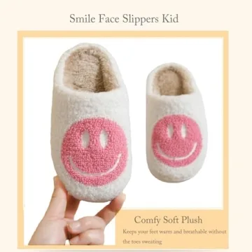 Cute Smile Face Slippers for Kids Soft Non-Slip Warmth