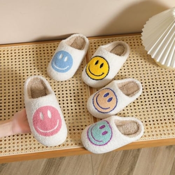 Cute Smile Face Slippers for Kids Soft Non-Slip Warmth